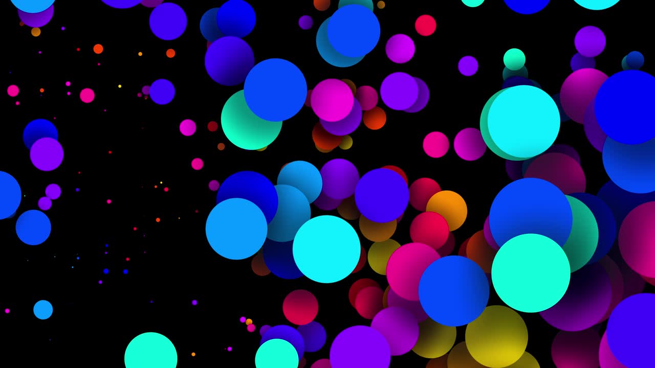 4k 루프 무결 추상적인 배경, 평평한 스타일의 아름다운 다채로운 서클, 알파 채널로 루마 매트.