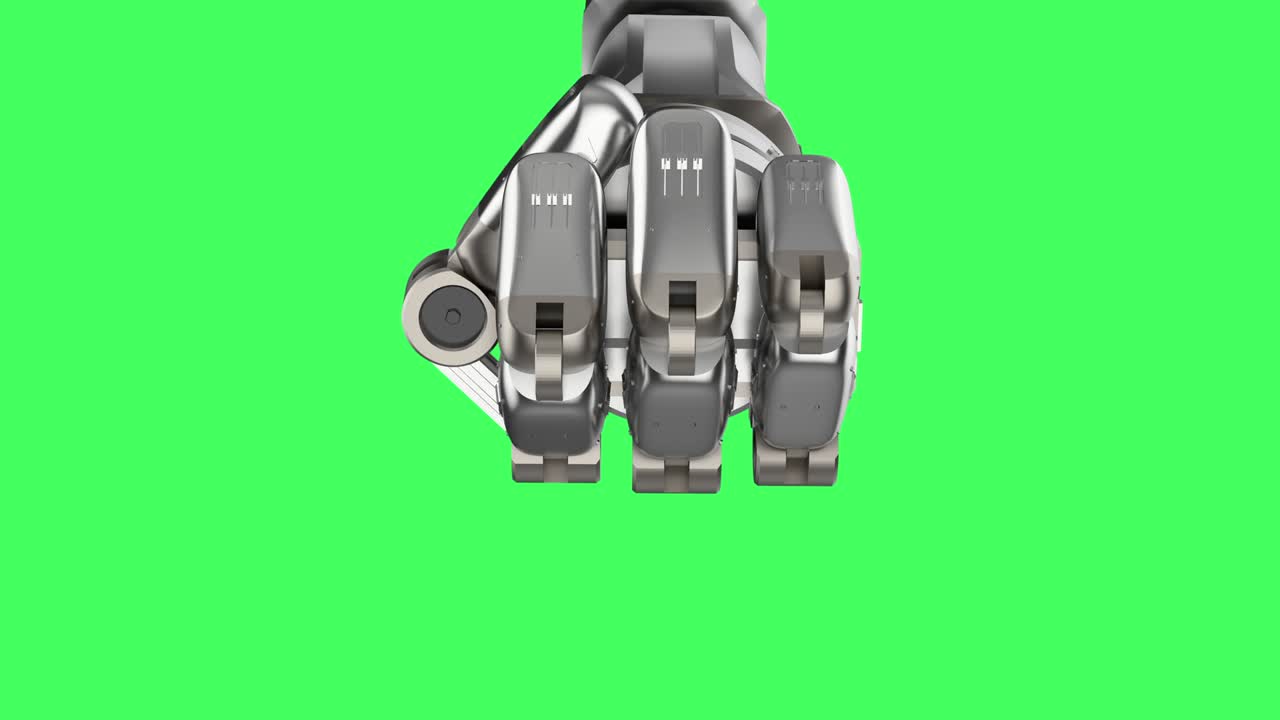 cyborg apri le mani sullo schermo verde