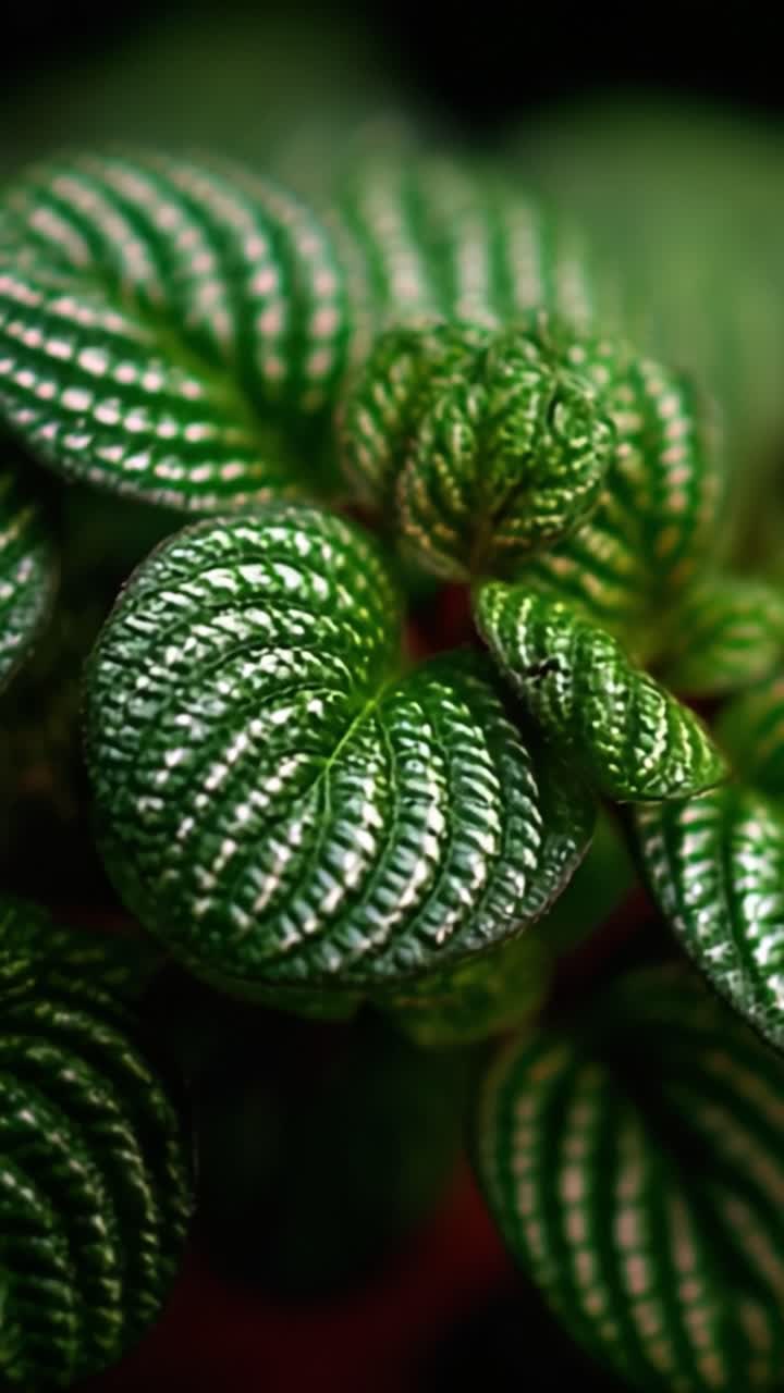 Captivating Close-Up of Lush Green Foliage with Distinctive Texture and Vibrant Shades, Showcasing the Beauty of Nature's Details in a Still Life Setting