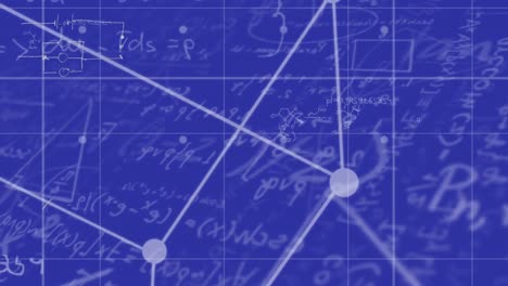 Animation-of-floating-mathematical-equations-on-blue-background