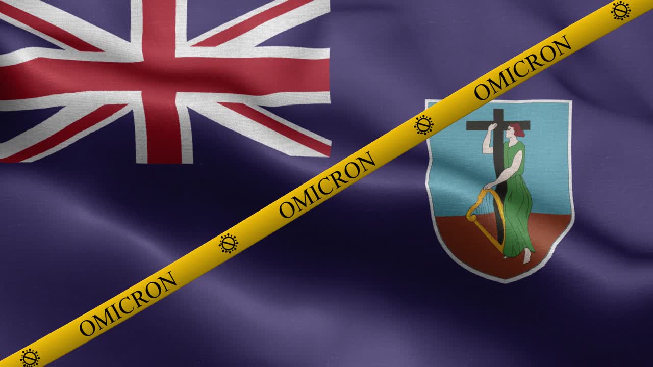 Omicron variant and ban strip on Montserrat flag - Flag Of Montserrat