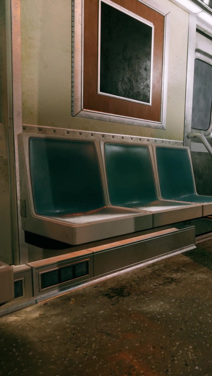 Sedili su un treno della metropolitana in una città durante il giorno.