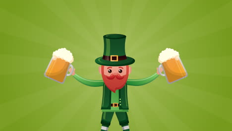 st patricks day animated card with happy elf and beers