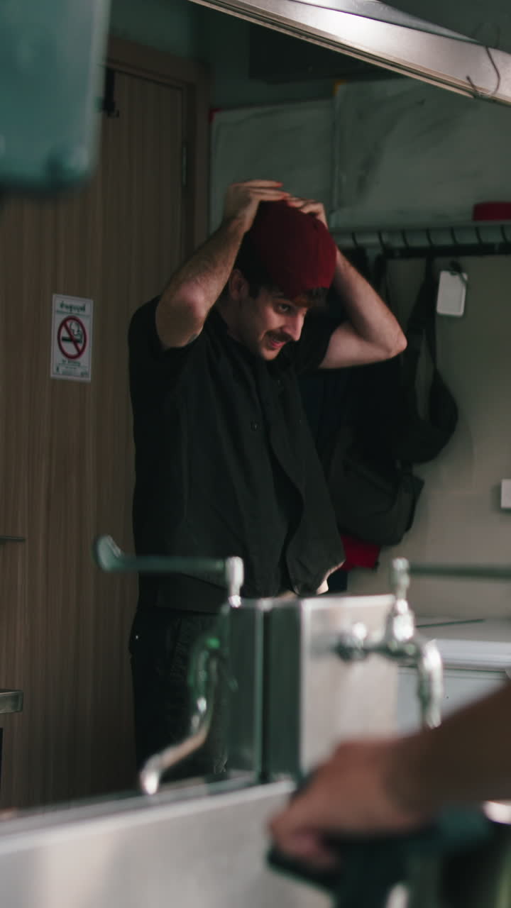 Images of a man in a kitchen