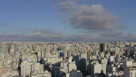 wonderful drone aerial shoot of the cityscape of a big metropolis on a sunny blue sky day