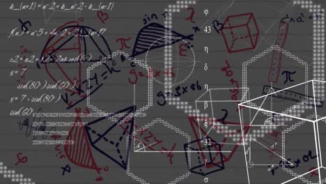 diagramas matemáticos contra ecuaciones matemáticas en papel con líneas blancas