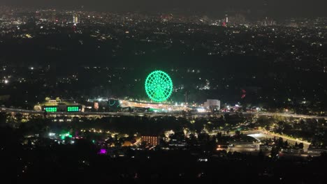 aerial shot of green ilumination in mexico city