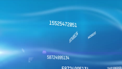 animation of numbers changing and data processing over glowing blue background