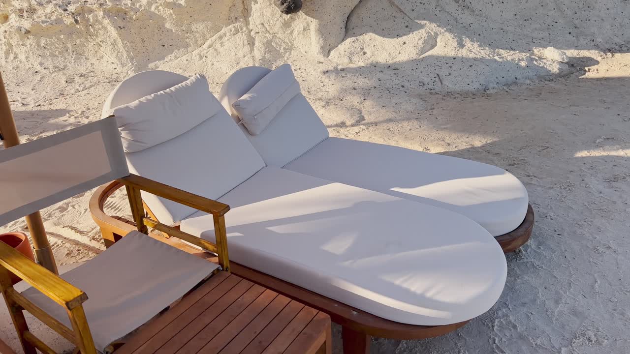 Blue flag beach club in Izmir Cesme Alacati, beach umbrellas, chairs, beach party in