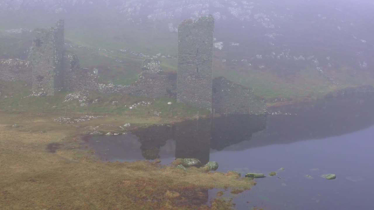 Ireland Epic Locations haunted castle in the mist 3 castles Head Mizen West cork in winter Irish castles