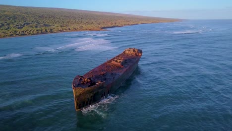 beautiful aerial over the kaiolohia shipwreck on the hawaii island of lanai