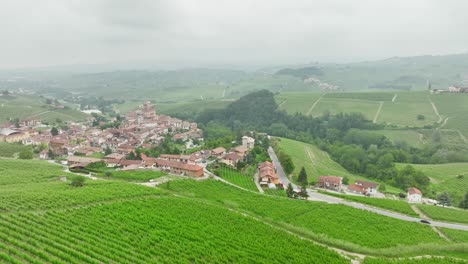 volando hacia el castillo de barolo en piamonte, italia