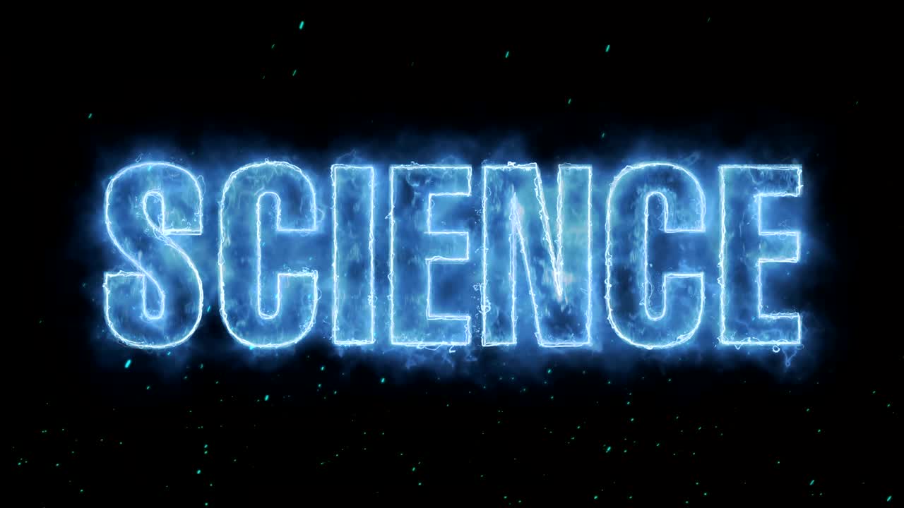 palabra de ciencia ardiendo caliente en fuego realista llamas chispas y humo animación de bucle continuo sin problemas