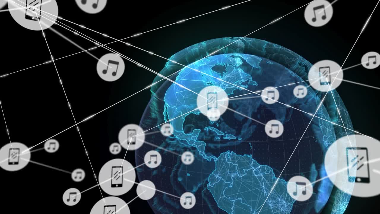 Animazione di rete di connessioni sul globo