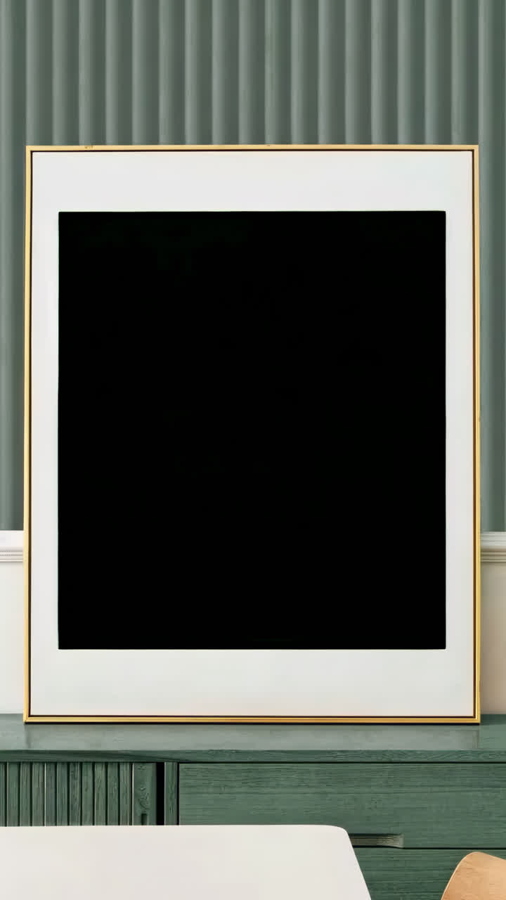 Gold picture frame live mockup, animated overlay, transparent 4K video, alpha channel, ProRes 4444