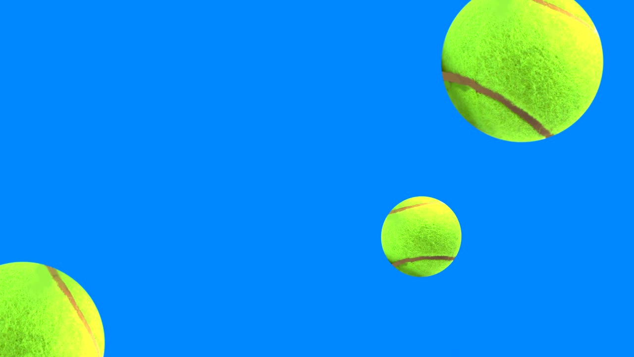 블루 스크린 크로마 키에 애니메이션 테니스 공 요소 그룹