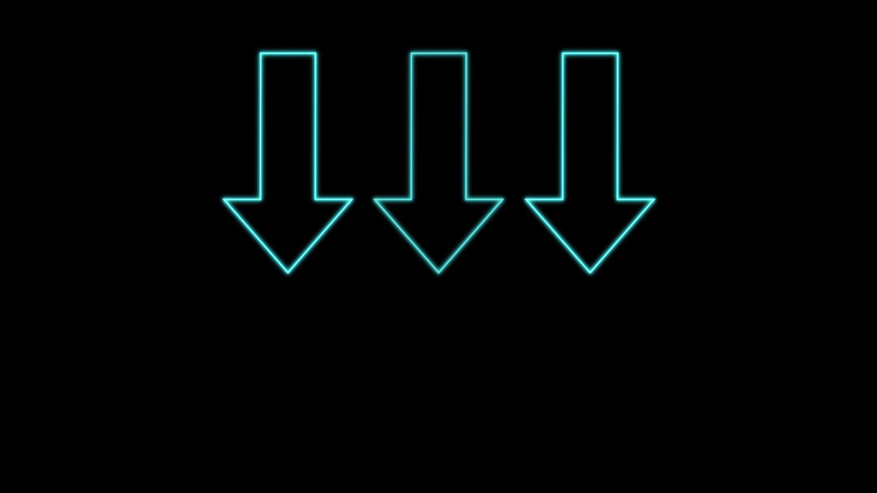 Three glowing blue arrows smoothly transition downward in a looping, minimalist digital animation