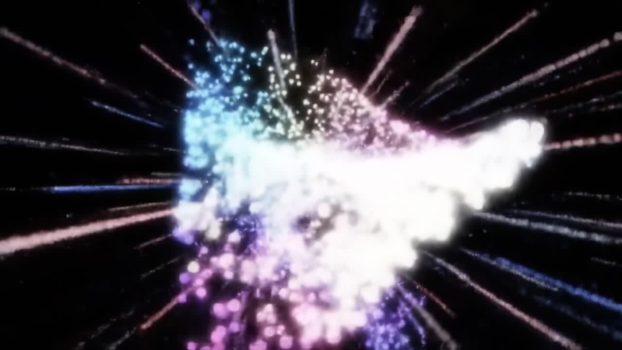 A Stunning Visualization of Colorful Light Particles Exploding in All Directions, Creating a Mesmerizing Cosmic Effect Suggestive of Movement and Depth