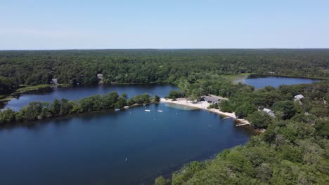 flying over a pond in massachusetts