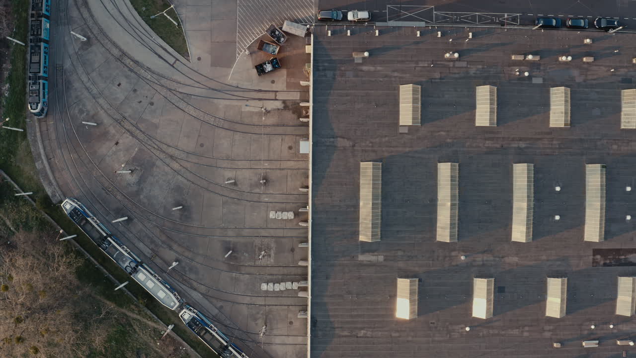 Aerial View of Tram Depot and Industrial Building