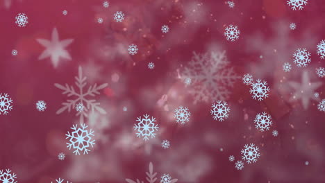animation of snow falling over red background