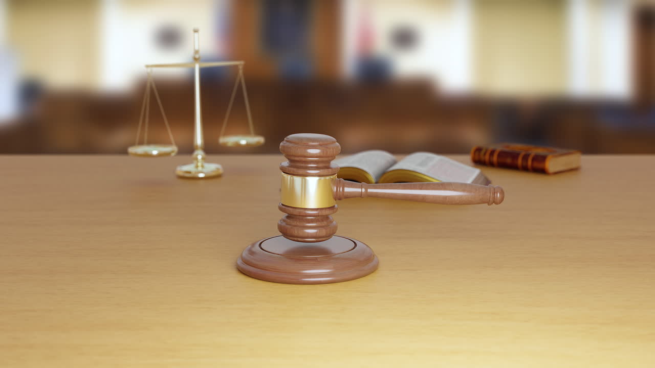 Courtroom Gavel Being Struck To Decide An Auction Or Guilty Verdict 4k Slow Motion