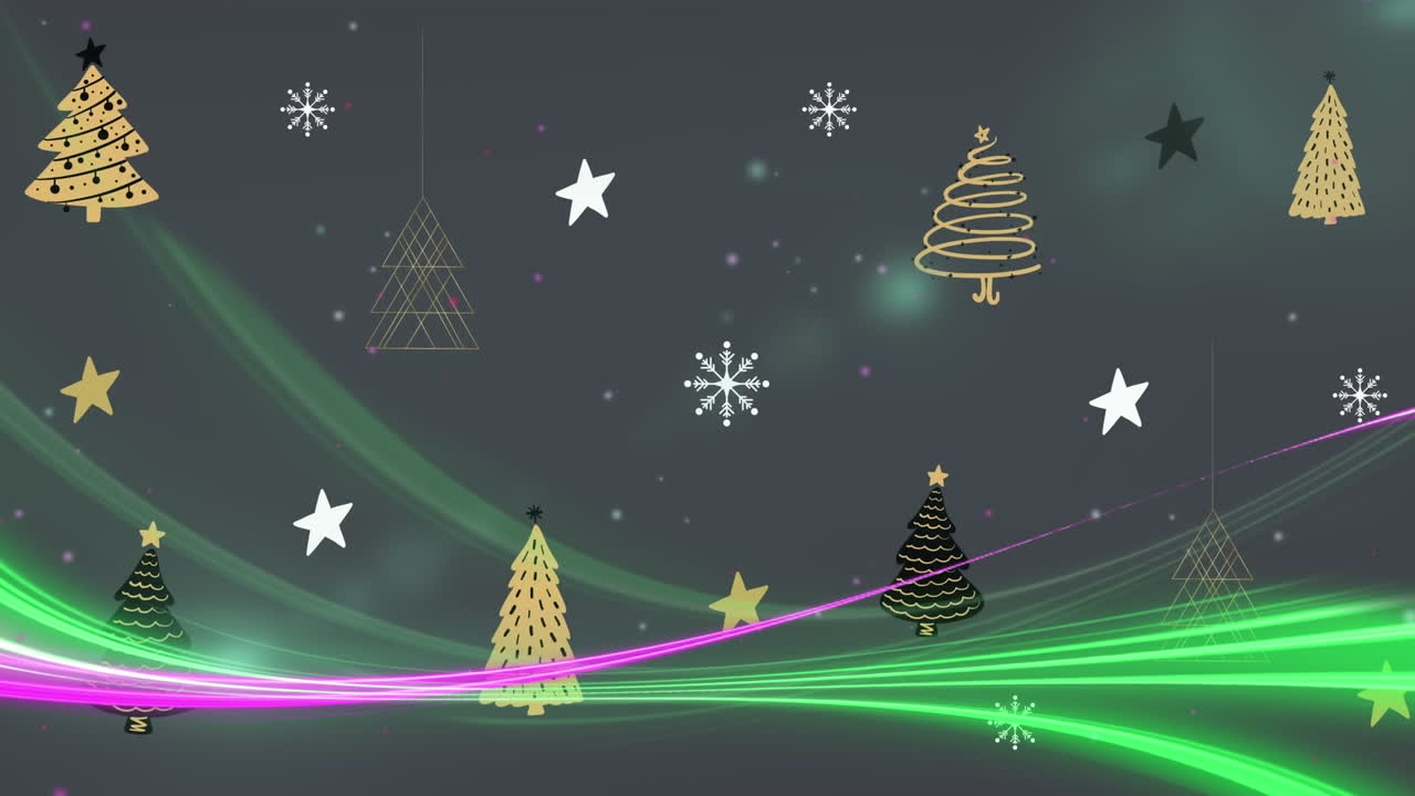 크리스마스 트리 위의 빛의 흔적의 애니메이션
