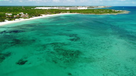 playa del carmen turquoise waters and white sands from above