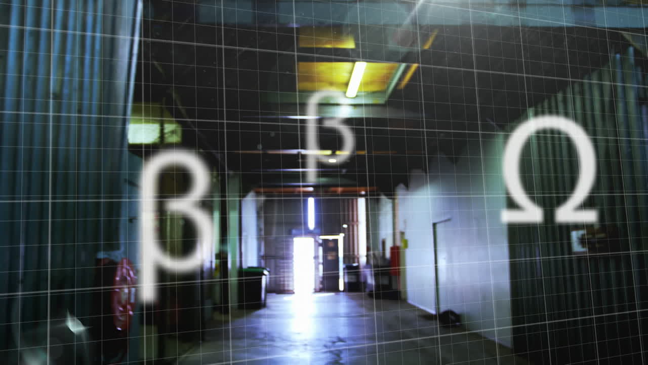 анимация графиков и математических символов, рабочий двух рас с блокнотом, разговаривающий с коллегой