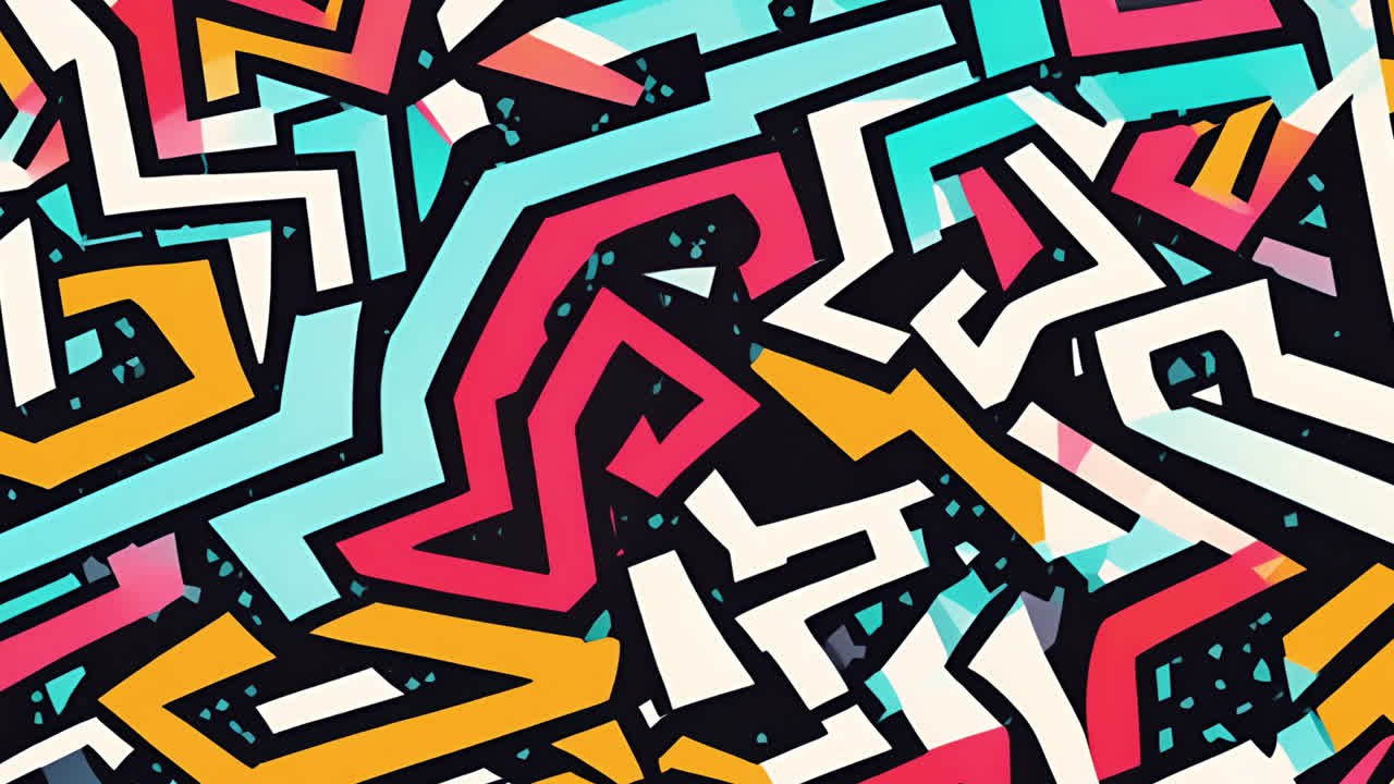 Colorful abstract geometric shapes animation with bold lines and vibrant patterns
