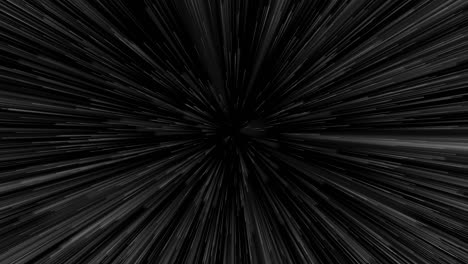 animación de viaje a velocidad de luz. movimiento centrado de rastros estelares. luz de galaxias borrosa en rayos o líneas bajo alta velocidad de movimiento. estallido, fondo de explosión. 4k uhd