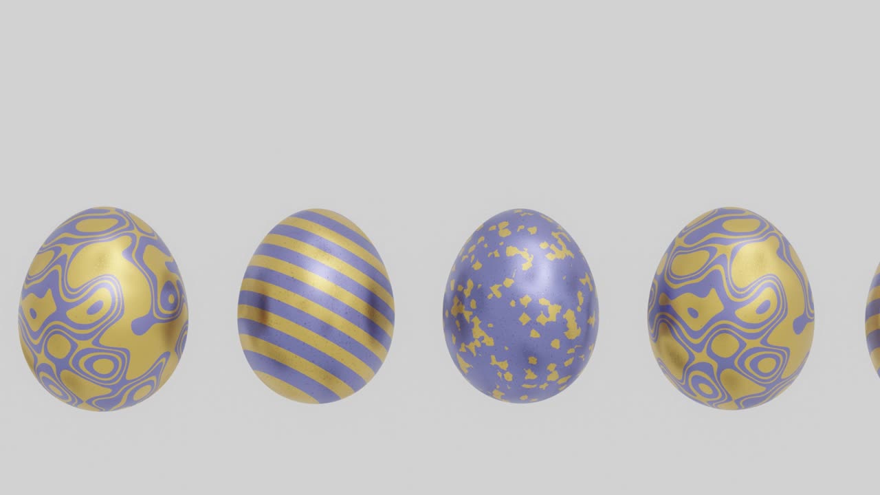 하 바탕에 추상적인 황금색 패턴을 가진 부활절 달, 끝없는 3d 렌더링 휴가 개념 애니메이션, 원활한 루프 부활절 배경