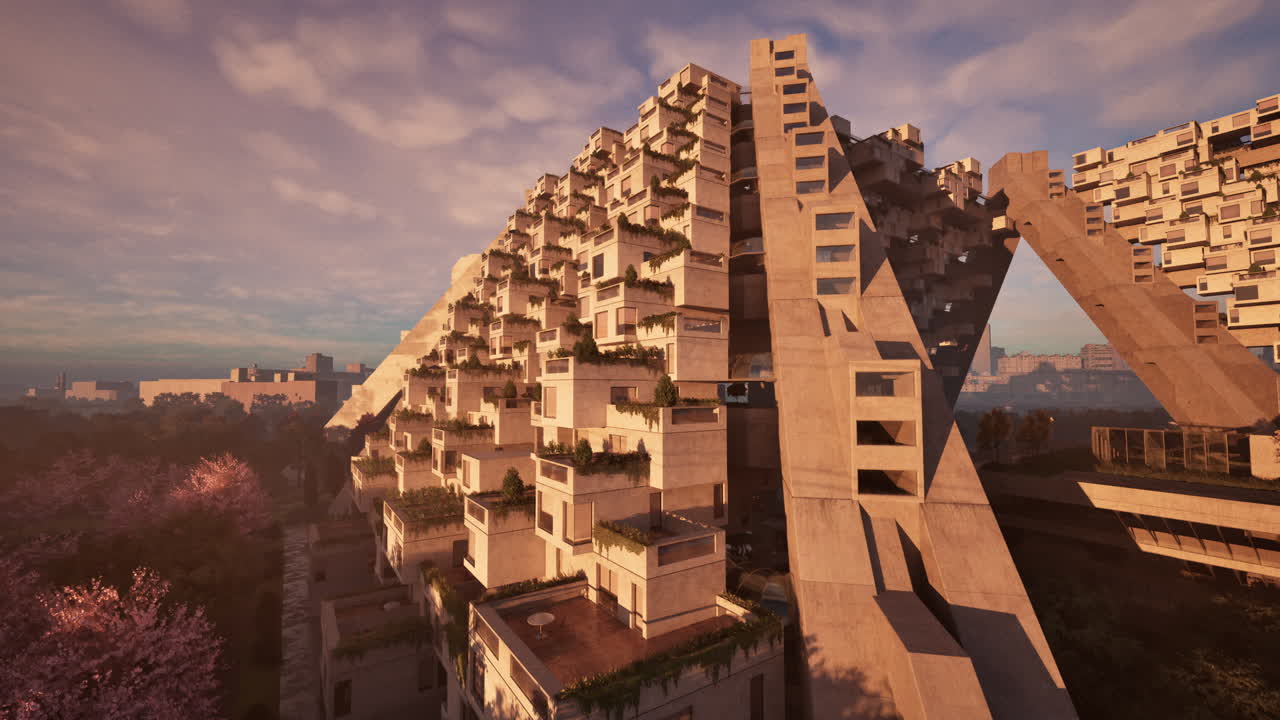 diseño de arquitectura futurista: un rascacielos geométrico