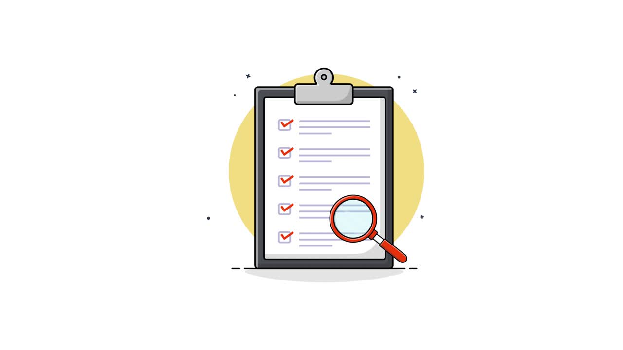 Magnifying Glass Checking Off Tasks on an Animated Clipboard