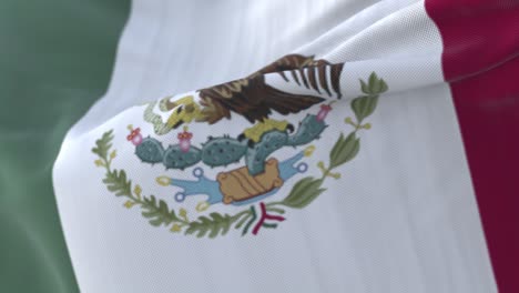 mexico flag waving at wind in slow, loop