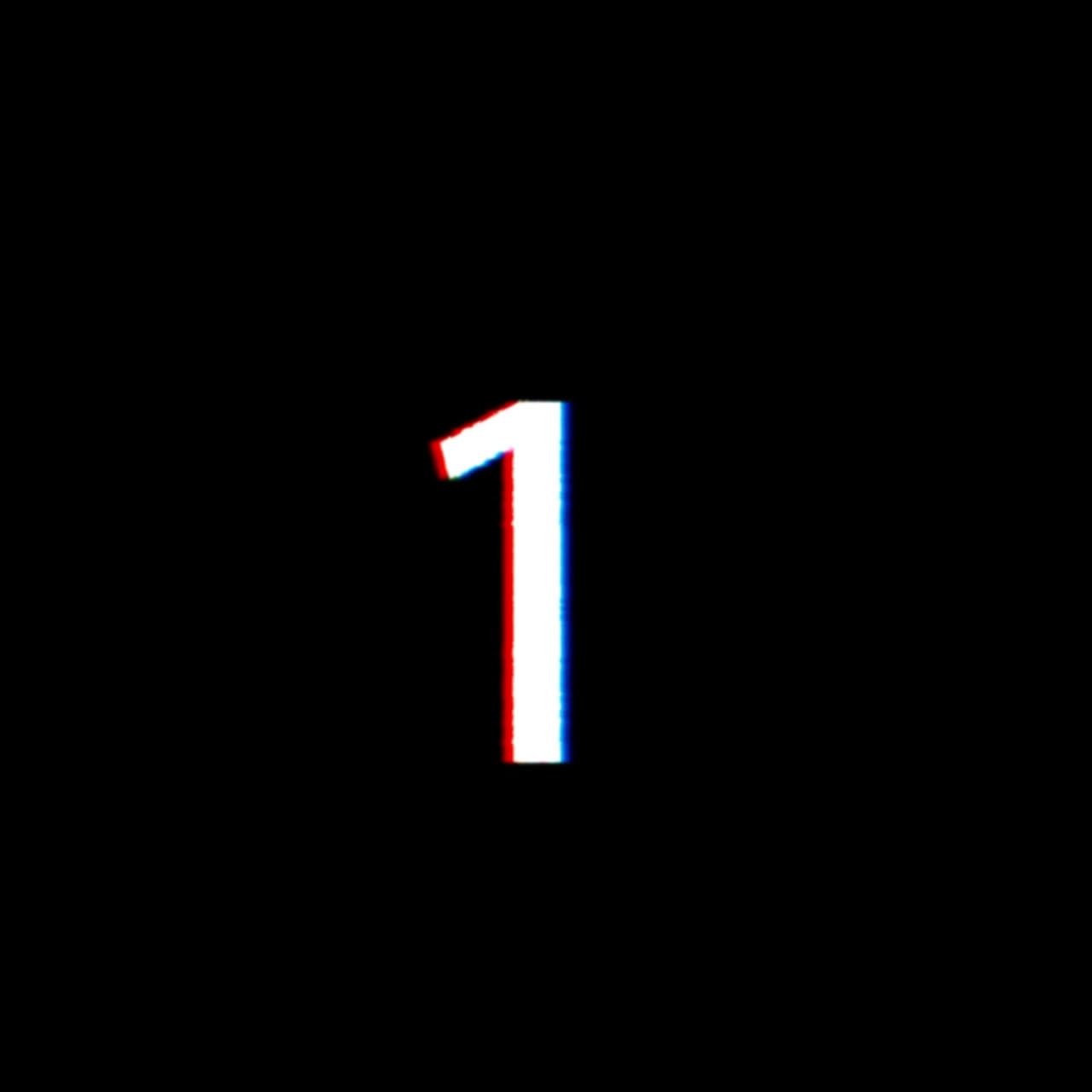 Number 1 with Digital Glitch Effect on Black Background