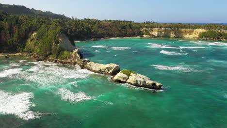 Aerial-circling-of-ocean-coast-and-cliffs-of-Nagua