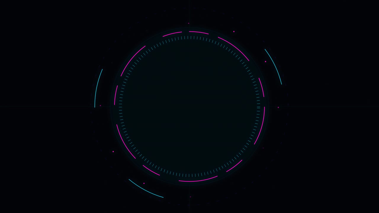 Futuristic Digital HUD Interface with Rotating Circular Elements