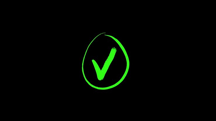 Hand-Drawn Green Checkmark Symbol on Black Background