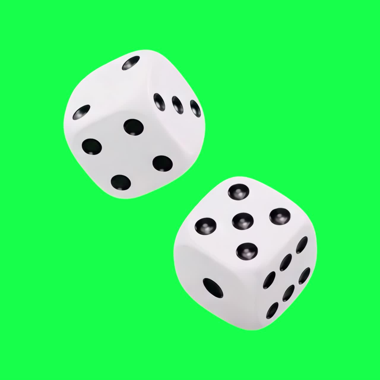 Dice pair animation, transparent 4K video, green screen