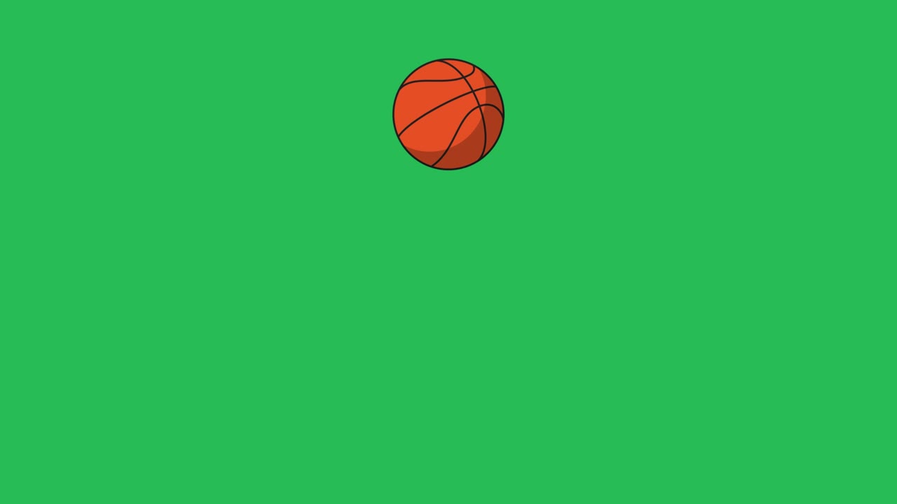 Simple animation with bouncing Basketball ball in flat design style. Seamless loop sport ball motion graphic