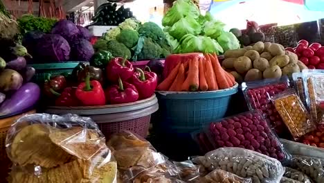 bali traditional market with vegetables stand