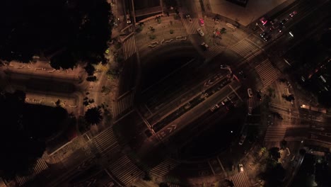 aerial night view of a roundabout in mexico city