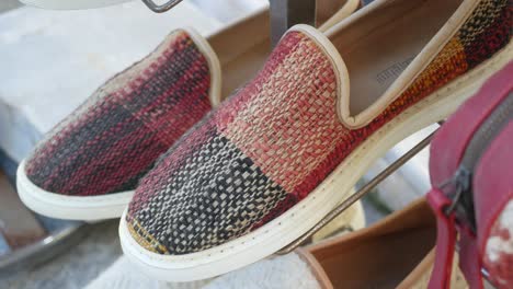 colorful woven slip-on shoes