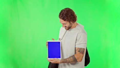 Mann,-Tablet-Oder-Greenscreen