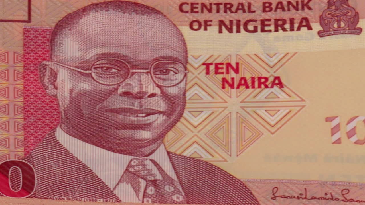 Nigerian 10 Naira Banknote and Dr. Alvan Ikoku on Green Screen