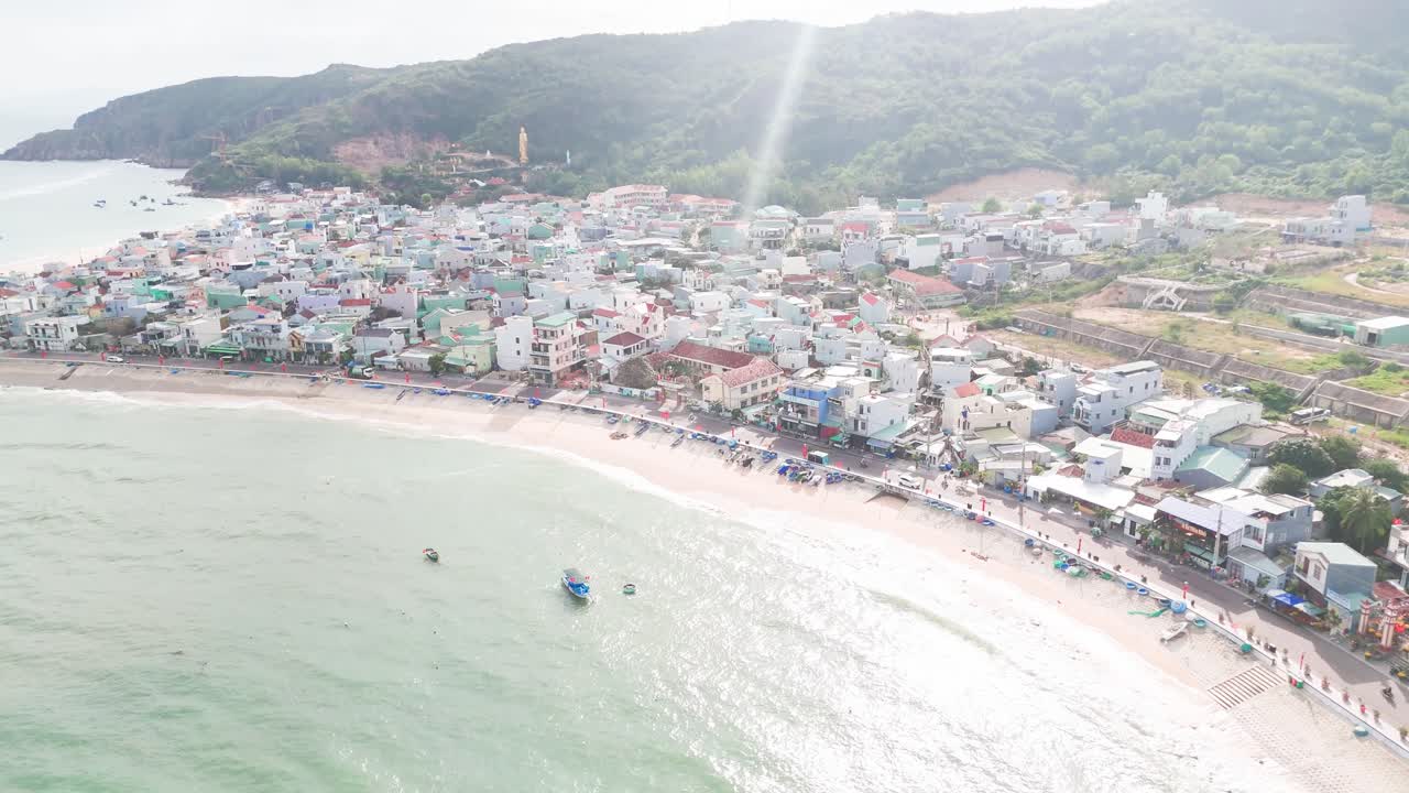 Aerial View of the Beautiful Beach in Quy Nhon in the afternoon.