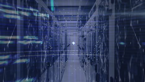 animation of connections and data on screens over servers