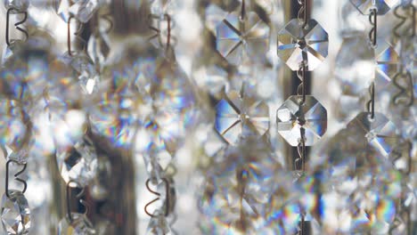 crystal chandelier. sparkling crystals. contemporary crystal decoration. close-up. hanging crystal balls, vintage crystal lamp details. diamonds, precious stones. lighting