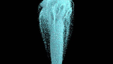 las partículas azules de polvo se tuercen en forma de tornado.